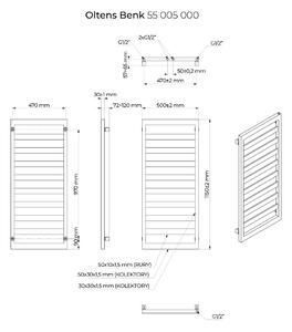 Oltens Benk koupelnový radiátor designově 115x50 cm bílá 55005000
