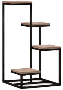 Outsunny Kovový a Dřevěný Stojan na Rostliny s Květinami 4 Úrovně Průmyslový Styl 40L x 40Š x 75,5V cm | Aosom