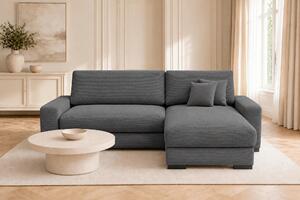 ROHOVÁ SEDAČKA, dřevo, textil, kompozitní dřevo, antracitová MID.YOU - Rozkládací sedačky, Online Only
