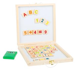 Dřevěný box s křídovou tabulí a magnetickou deskou Legler Letters&Numbers