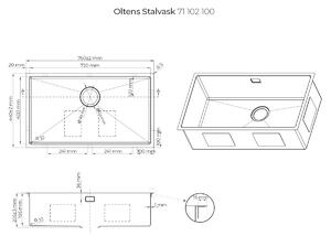 Oltens Stalvask ocelový dřez 76x44 cm 71102100