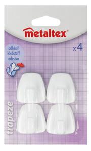 Sada 4 bílých plastových samolepicích háčků Metaltex John