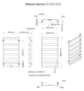 Oltens Varme koupelnový radiátor designově 89.5x50 cm černá 55000300