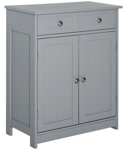 Kleankin Úložný kabinet, Koupelnový kabinet, Skříň se 2 dveřmi a 2 zásuvkami - 60 x 30 x 75 cm - Šedá | Aosom