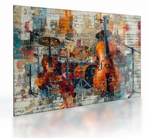 Skleněný obraz - Hudební nástroje (70x50 cm)