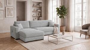 ROHOVÁ SEDAČKA, dřevo, textil, kompozitní dřevo, světle šedá MID.YOU - Rozkládací sedačky, Online Only