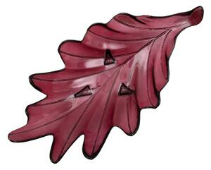 Vínově červená miska z recyklovaného skla Mauro Ferretti Leaf, 46 x 24 cm