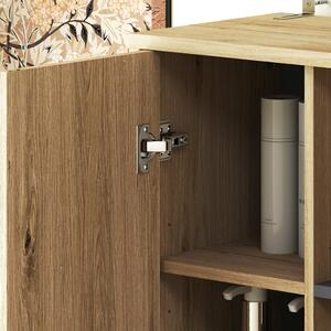 HOMCOM Koupelnová sloupková skříň, Koupelnová skříň s 6 otevřenými přihrádkami a 2 skříněmi, rozměry 40Š x 24H x 148V cm, přirodní dřevo | Aosom