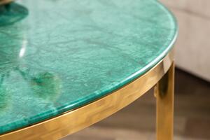 Designový konferenční stolek Latrisha 80 cm imitace mramoru - zelený