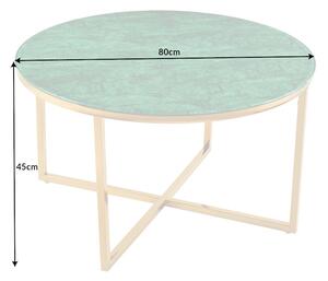 Designový konferenční stolek Latrisha 80 cm imitace mramoru - zelený