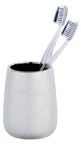 Keramický kelímek na zubní kartáčky ve stříbrné barvě Wenko Glimma