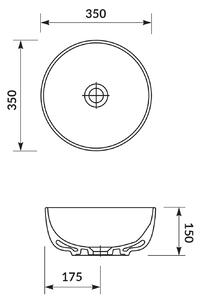 Cersanit Moduo umyvadlo 35x35 cm kolo na pult bílá K116-047-ECO