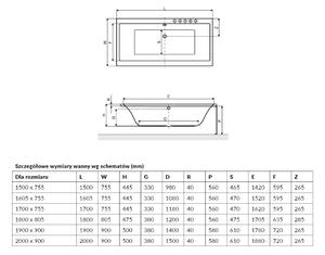 Excellent Pryzmat obdélníková vana 160.5x75.5 cm bílá WAEX.PRY16WH