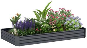 Outsunny Zahradní Truhlík, Obdélníkový Vyvýšený Záhon s Bezpečnostním Okrajem a Otevřeným Dnem, pro Květiny a Bylinky, 240 x 120 x 30 cm, Tmavě Šedý |