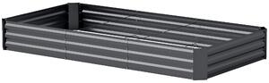 Outsunny Zahradní Truhlík, Obdélníkový Vyvýšený Záhon s Bezpečnostním Okrajem a Otevřeným Dnem, pro Květiny a Bylinky, 240 x 120 x 30 cm, Tmavě Šedý |