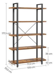 REGÁL, hnědá, černá, uhlíková ocel, 105/178/34 cm Boxxx - Online Only regály & police, Online Only
