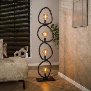 ZIJLSTRA Stojací lampa Pebble, černá, 4 žárovky, výška 165 cm, E27, Černá, Obývací pokoj / jídelna, kov, Moderní