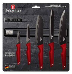 BERLINGERHAUS Sada nožů s magnetickým držákem 6 ks Burgundy Metallic Line BH-2694