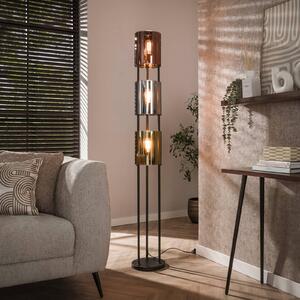 ZIJLSTRA Stojací lampa Lucente Tricolore, černá, 3 žárovky, 175 cm, E27, Černá, Obývací pokoj / jídelna, kov, Moderní
