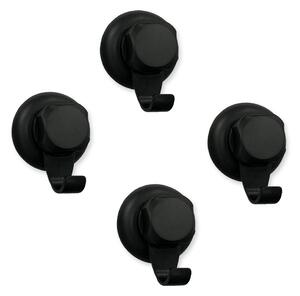 Sada 4 černých samodržících nástěnných háčků Compactor Bestlock Black Small Hooks, ⌀ 5,4 cm