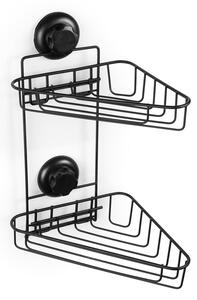 Černá samodržící nástěnná rohová koupelnová polička Compactor Bestlock Black Corner Rack 2 Shelves
