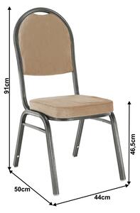 Židle, stohovatelná, látka béžová / rám šedý, JEFF 2 NEW