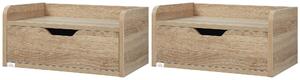 HOMCOM Sada 2 zavěšených nočních stolků - Skládací zásuvka, Polička - Přírodní dřevotříska 40Š x 30H x 19,5V cm | Aosom