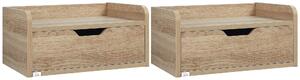 HOMCOM Sada 2 zavěšených nočních stolků - Skládací zásuvka, Polička - Přírodní dřevotříska 40Š x 30H x 19,5V cm | Aosom