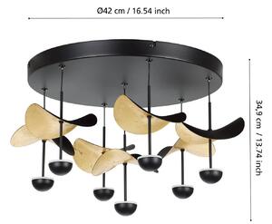 Stars of Light LED stropní svítidlo Dracera, černé/zlaté, Ø 51 cm, stmívatelný, Černá, Obývací pokoj / jídelna, kov, Moderní