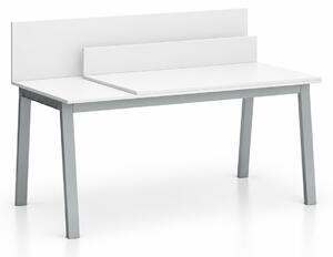Kancelářský psací stůl SINGLE LAYERS, posuvná vrchní deska, s přepážkami, bílá