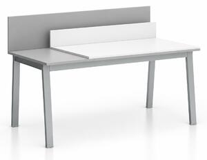 Kancelářský psací stůl SINGLE LAYERS, posuvná vrchní deska, s přepážkami, bílá / šedá