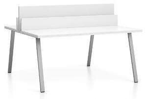 Kancelářský psací stůl DOUBLE LAYERS, s přepážkami, bílá