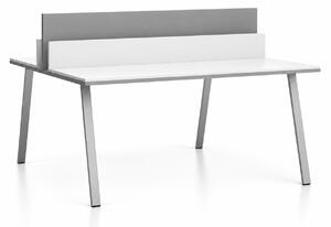 Kancelářský psací stůl DOUBLE LAYERS, s přepážkami, bílá / šedá