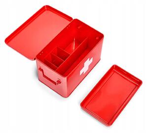 Zeller Present Lékárnička, červený kovový box na léky a zdravotní pomůcky, 2v1, MEDICINE M