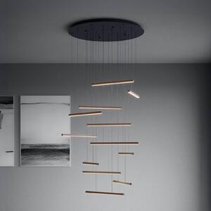 Stars of Light LED závěsné světlo Lindoza, černé, 44 cm, 12 žárovek, stmívatelný, Černá, Obývací pokoj / jídelna, kov, Moderní