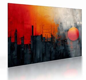 Skleněný obraz - Abstraktní malba města (70x50 cm)