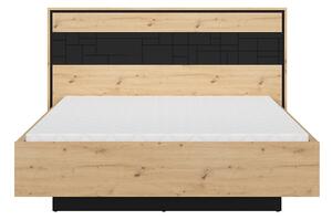 Manželská postel 160 cm BRW Pont LOZ/160 (s roštem) (dub artisan + černá matná). 1063045