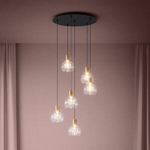 Stars of Light LED závěsné světlo Terque, mosaz, Ø 54 cm, 6ramenné, stmívatelný, Mosaz / zlato, Obývací pokoj / jídelna, kov, Moderní
