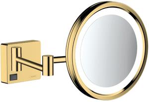 Hansgrohe AddStoris kosmetické zrcátko 21.7x21.7 cm kulatý s osvětlením zlatá 41790990