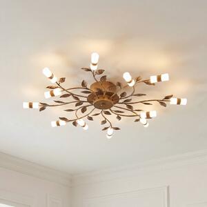 Lindby LED stropní svítidlo Bentas, bronz, kov, Ø 80cm, Bronz / starožitná mosaz, Obývací pokoj / jídelna, kov, Florentinský