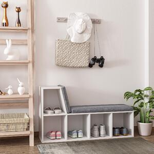 HOMCOM 2-in-1 úložná lavice s 5 přihrádkami a 2 polštářky, knihovna 108 x 30 x 60 cm, bílá šedá | Aosom