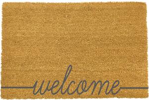 Šedá rohožka z přírodního kokosového vlákna Artsy Doormats Welcome Scribbled, 40 x 60 cm