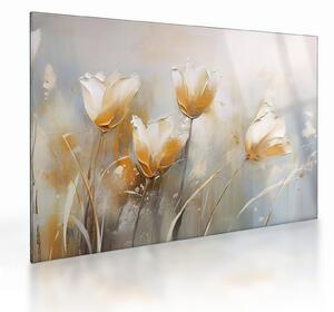 Skleněný obraz - Malba tulipánů (70x50 cm)