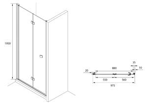 Roca Capital sprchové dveře 100 cm skládací AM4510012M