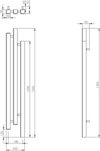 Imers Cubic koupelnový radiátor designově 136x23 cm bílá 2512