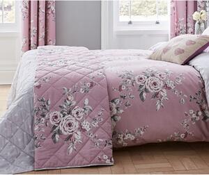 Světle fialový prošívaný přehoz přes postel Catherine Lansfield Canterbury Rose, 220 x 230 cm