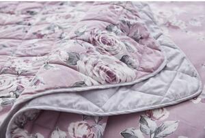 Světle fialový prošívaný přehoz přes postel Catherine Lansfield Canterbury Rose, 220 x 230 cm