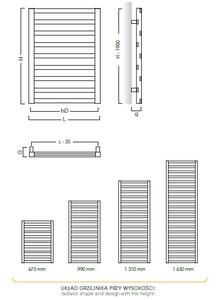 Instal Projekt Poppy koupelnový radiátor designově 131x60 cm bílá PPY-60/130