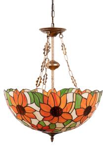 Brilagi - Tiffany vitrážový lustr na řetězu SUNFLOWER 3xE27/60W/230V pr. 50 cm