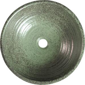 SAPHO ATTILA keramické retro umyvadlo, průměr 43cm, zelená měď DK006